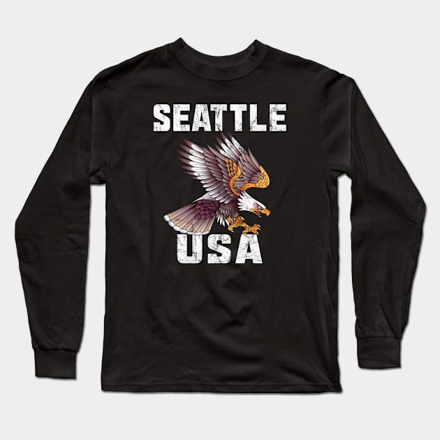 Retro Seattle Washington Long Sleeve T-Shirt by JKFDesigns